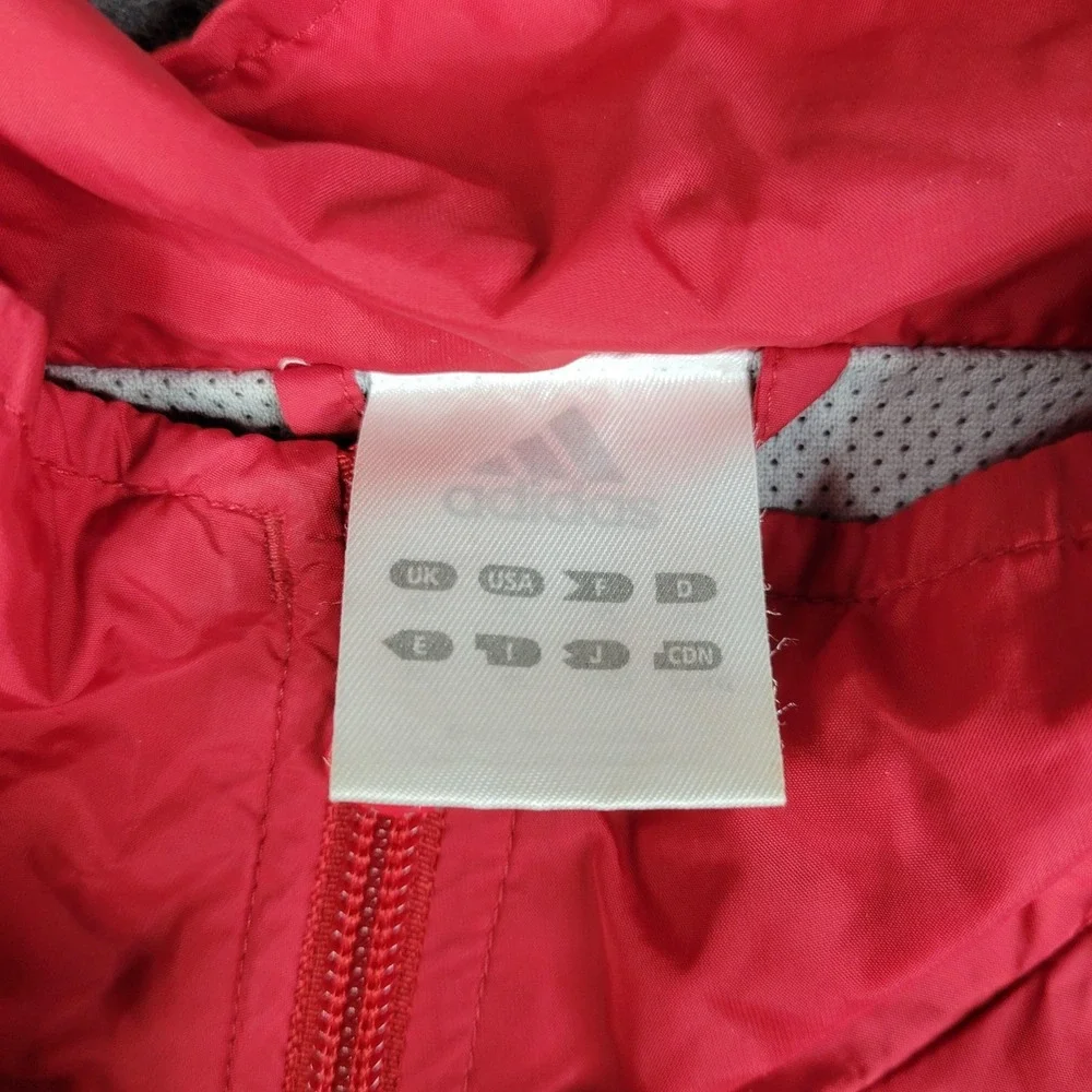 Vintage Adidas Jacket Mens Large Red Full Zip Track 3 Stripes‎ Windbreaker 2000s